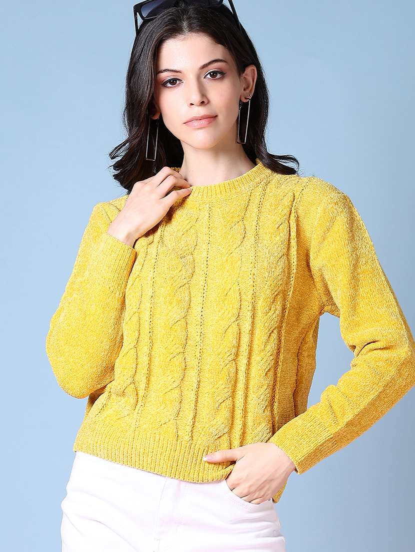 women long sleeves self design pullover - 21606547 -  Standard Image - 1