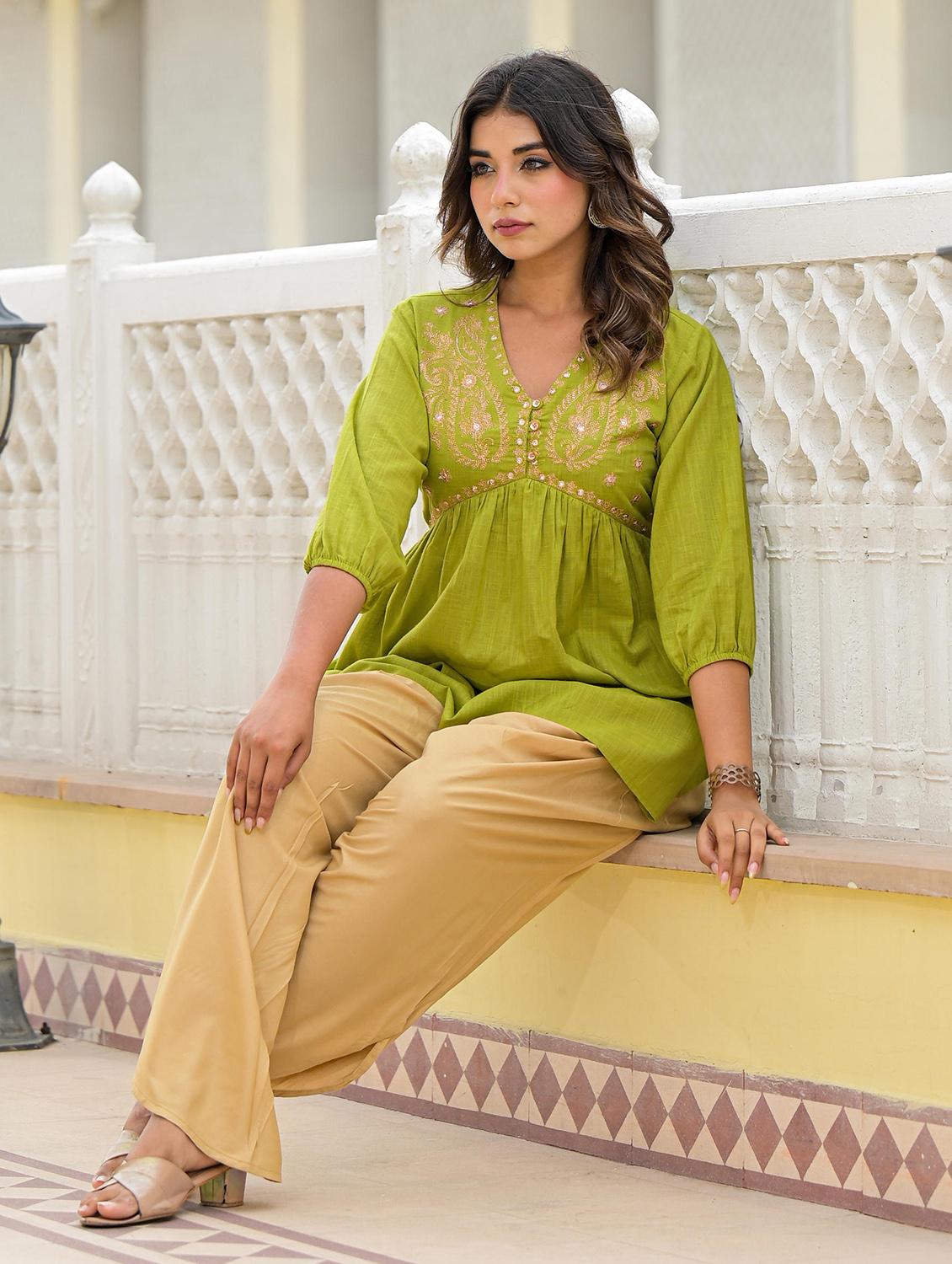 women embroidered three quarter sleeves co-ord set - 21606758 - Standard Image - 4