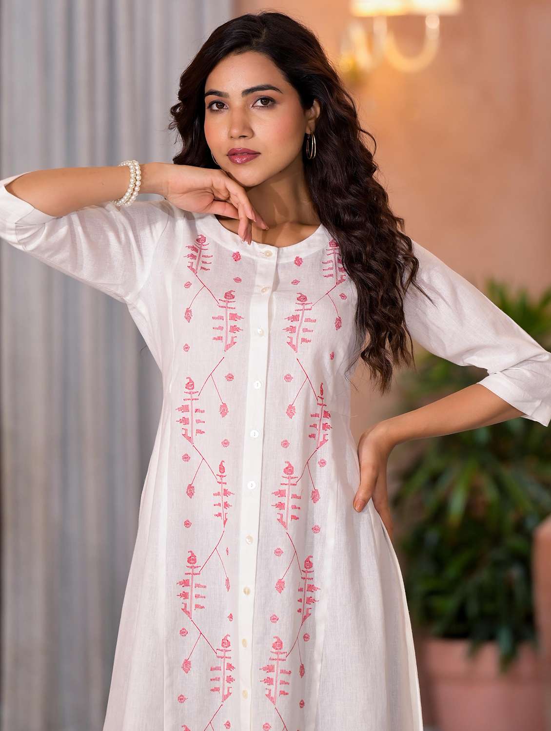 women printed three quarter sleeves a-line kurta - 21606786 -  Standard Image - 6