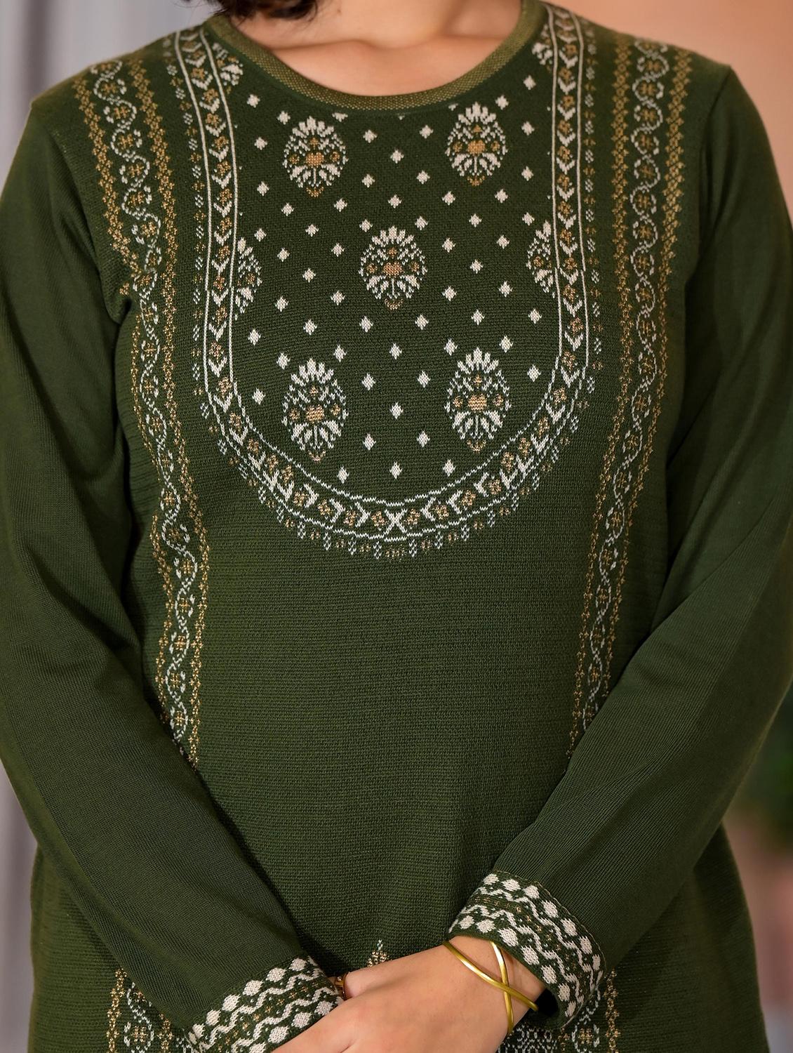 women self design long sleeves straight kurta - 21606795 - Standard Image - 6