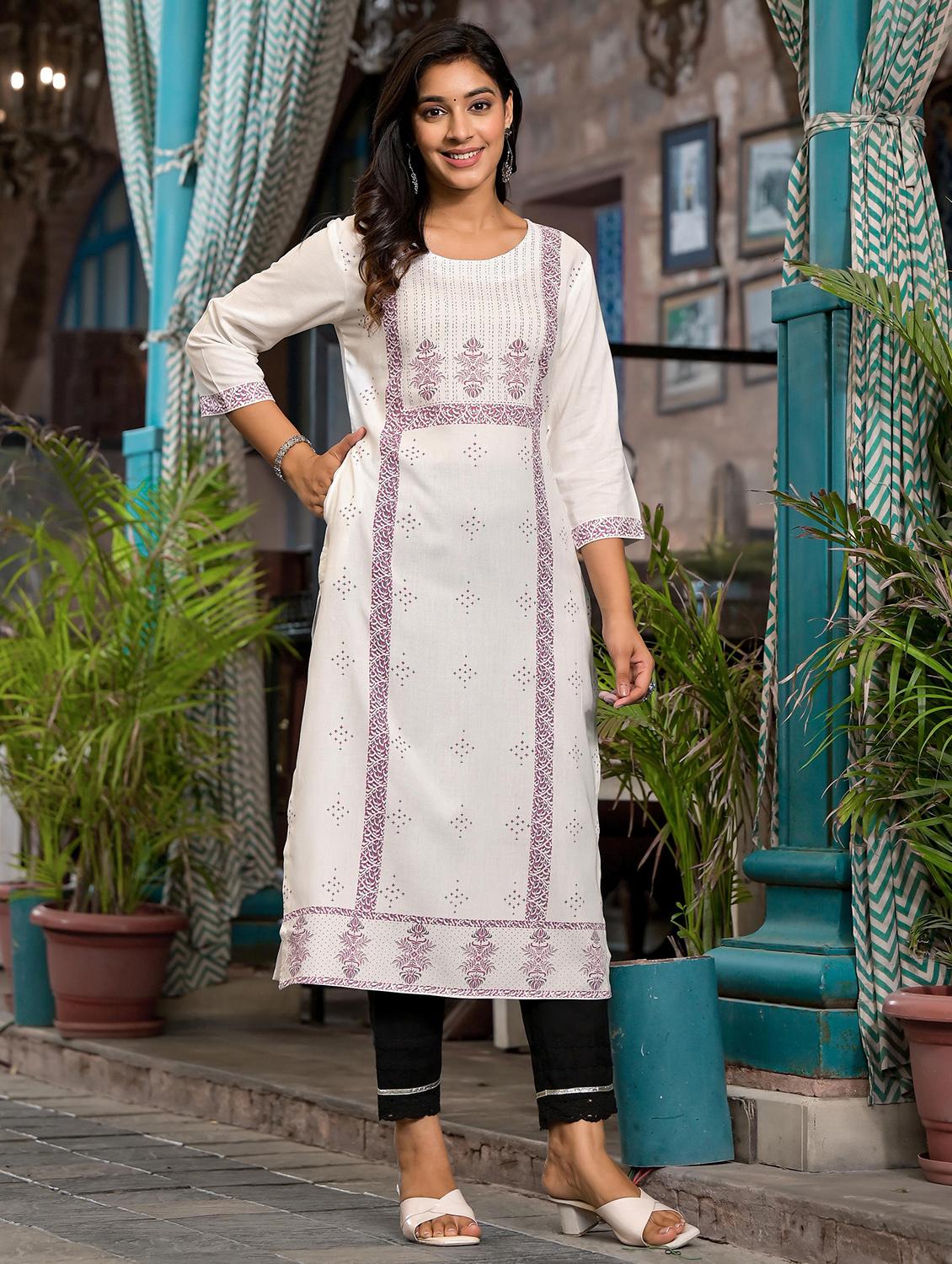 women printed three quarter sleeves straight kurta - 21606801 - Zoom Image - 0