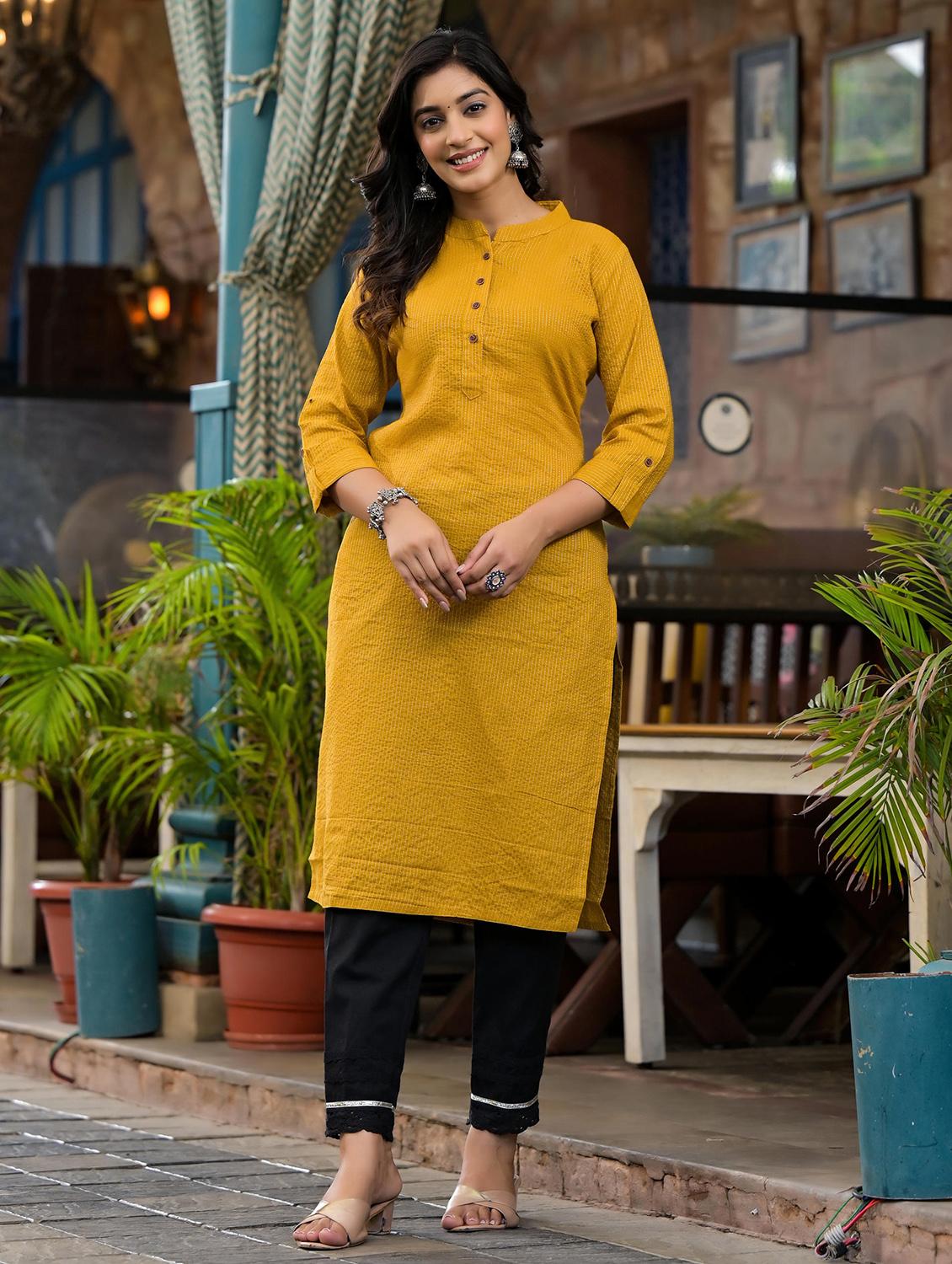 women printed three quarter sleeves straight kurta - 21606810 -  Standard Image - 1