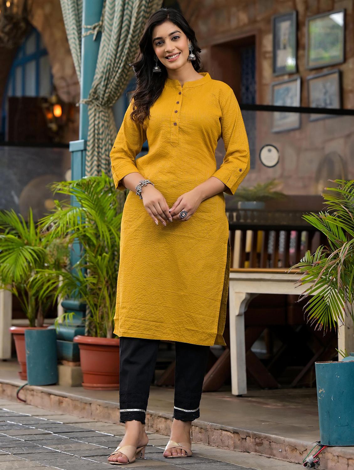 women printed three quarter sleeves straight kurta - 21606810 - Standard Image - 4
