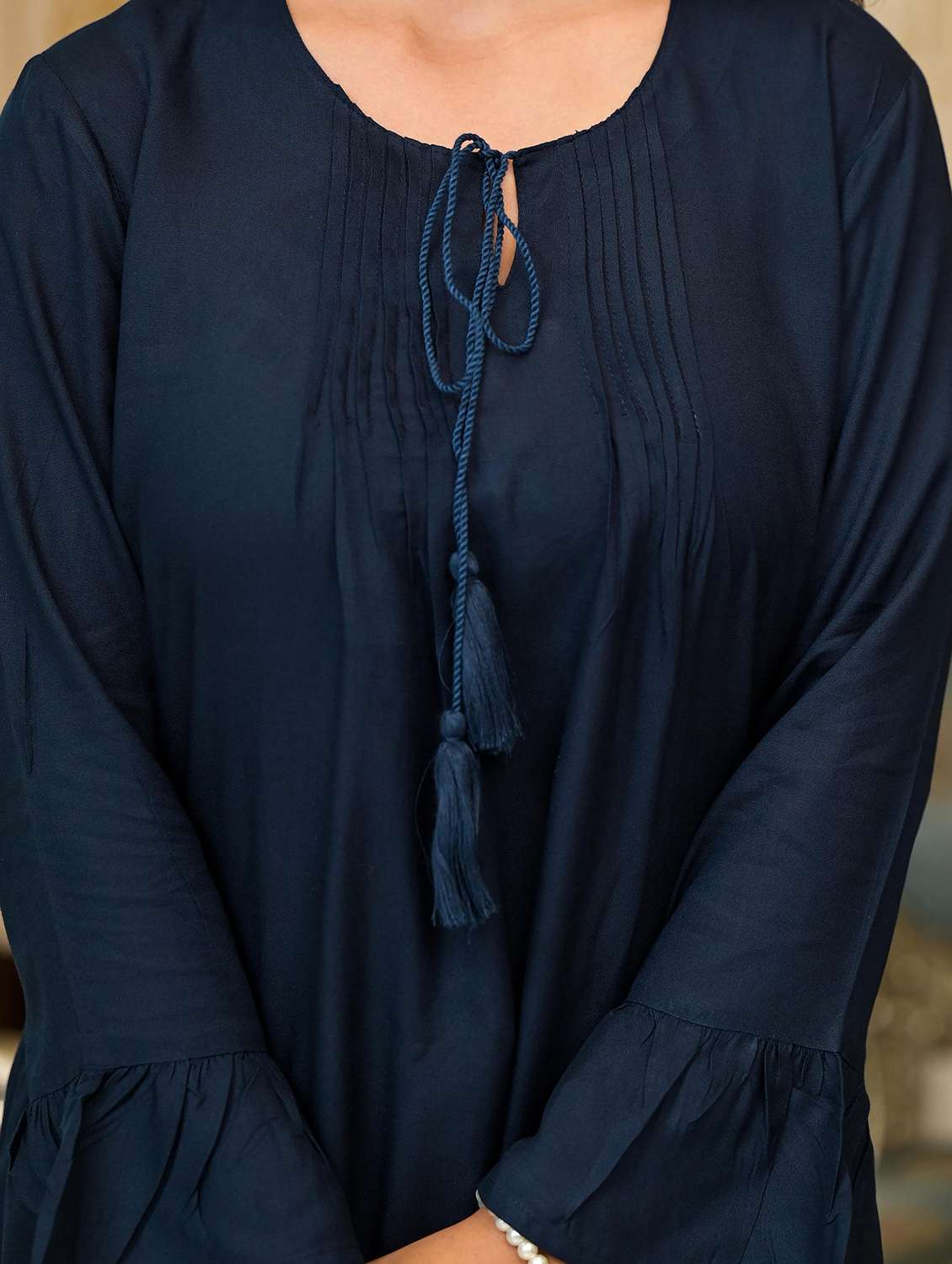 women solid long sleeves a-line kurti - 21606816 -  Standard Image - 6