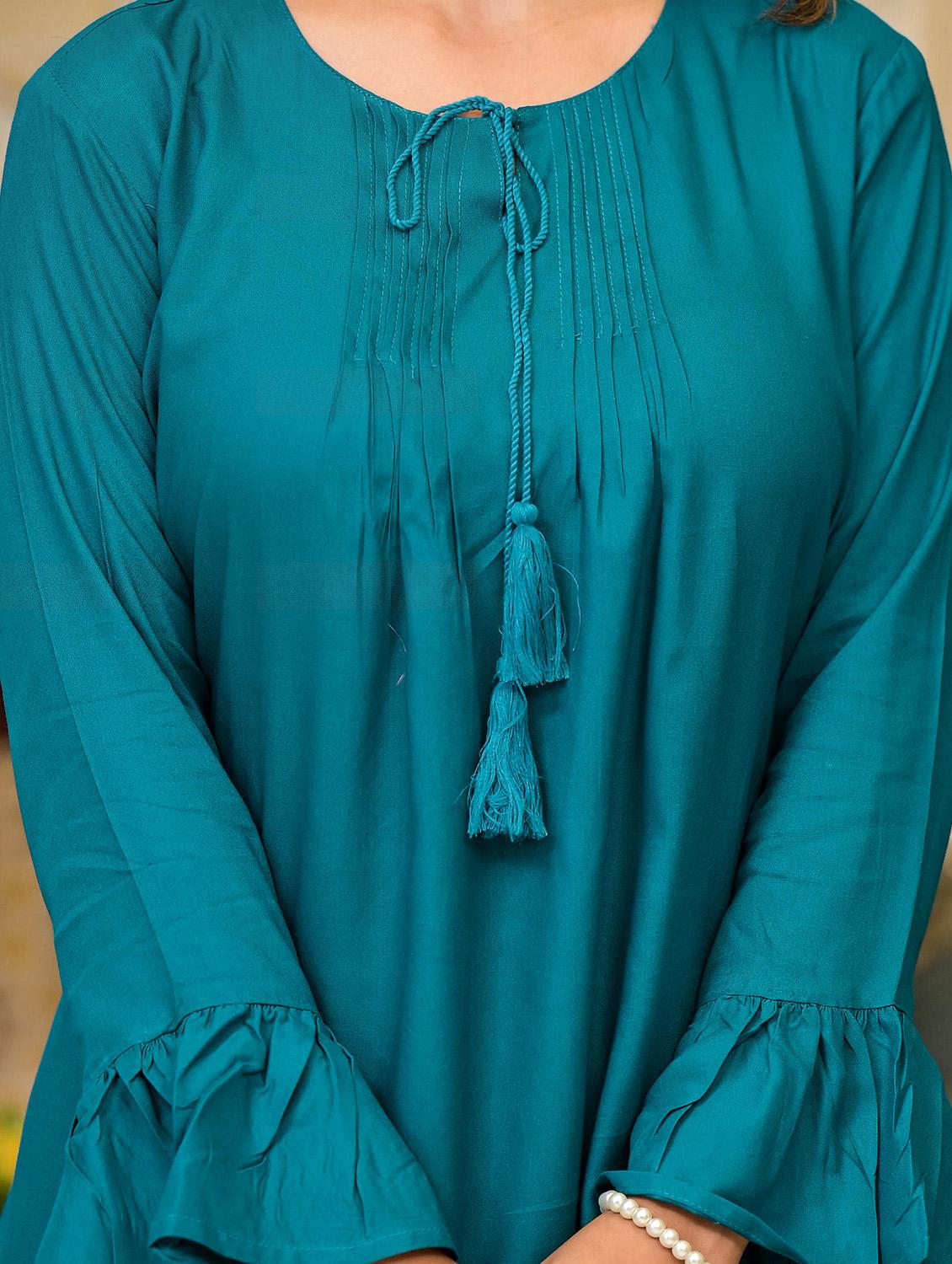 women solid long sleeves straight kurta - 21606817 - Standard Image - 6
