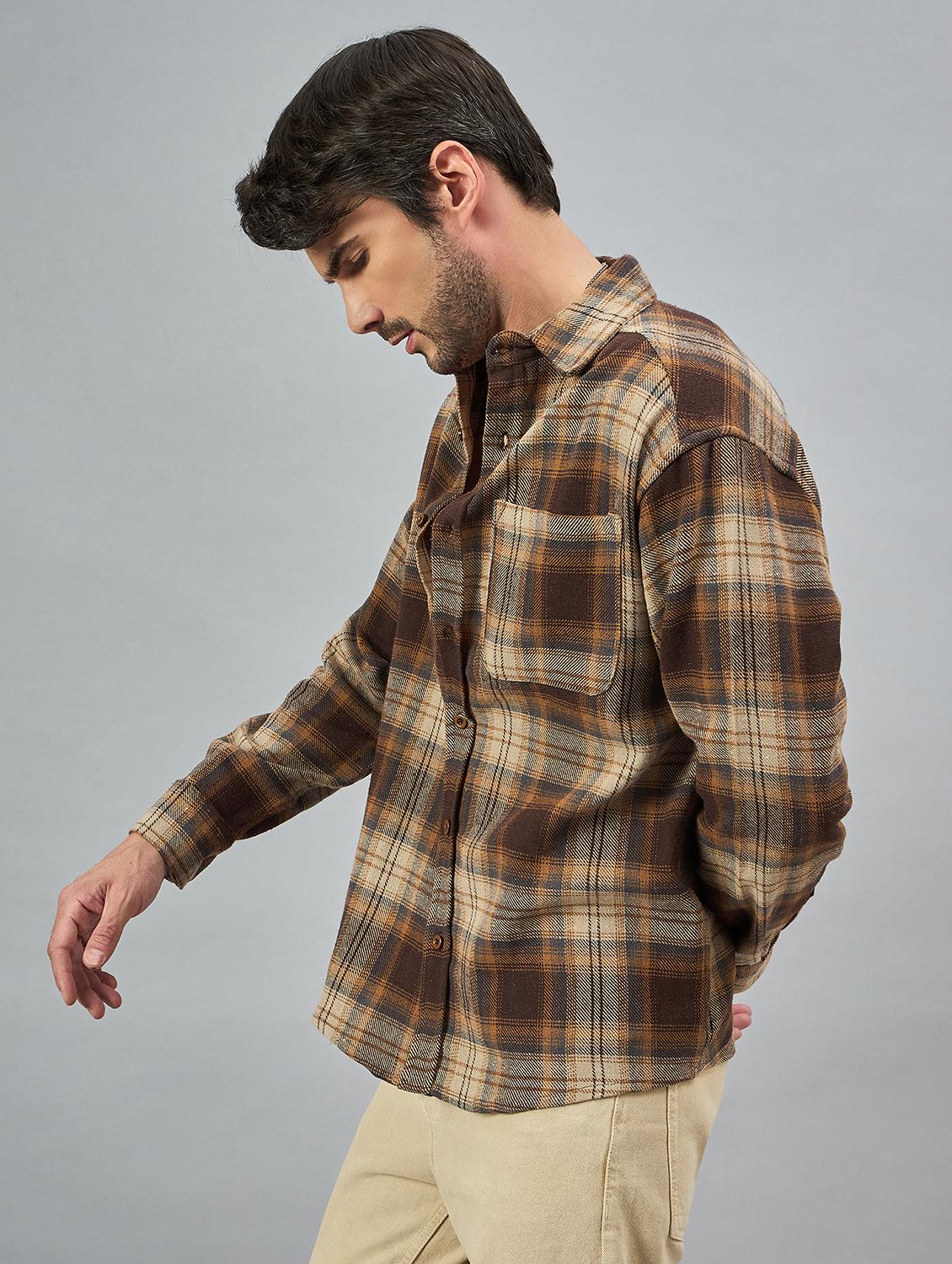 men checkered long sleeves ocersized casual shirt - 21606830 - Standard Image - 1