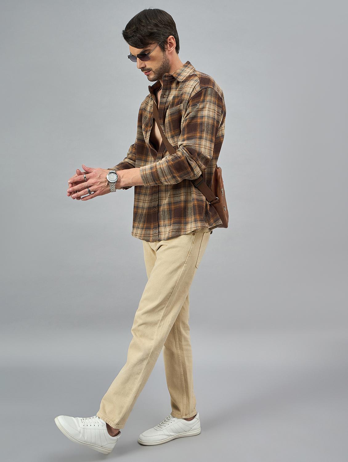 men checkered long sleeves ocersized casual shirt - 21606830 - Standard Image - 4