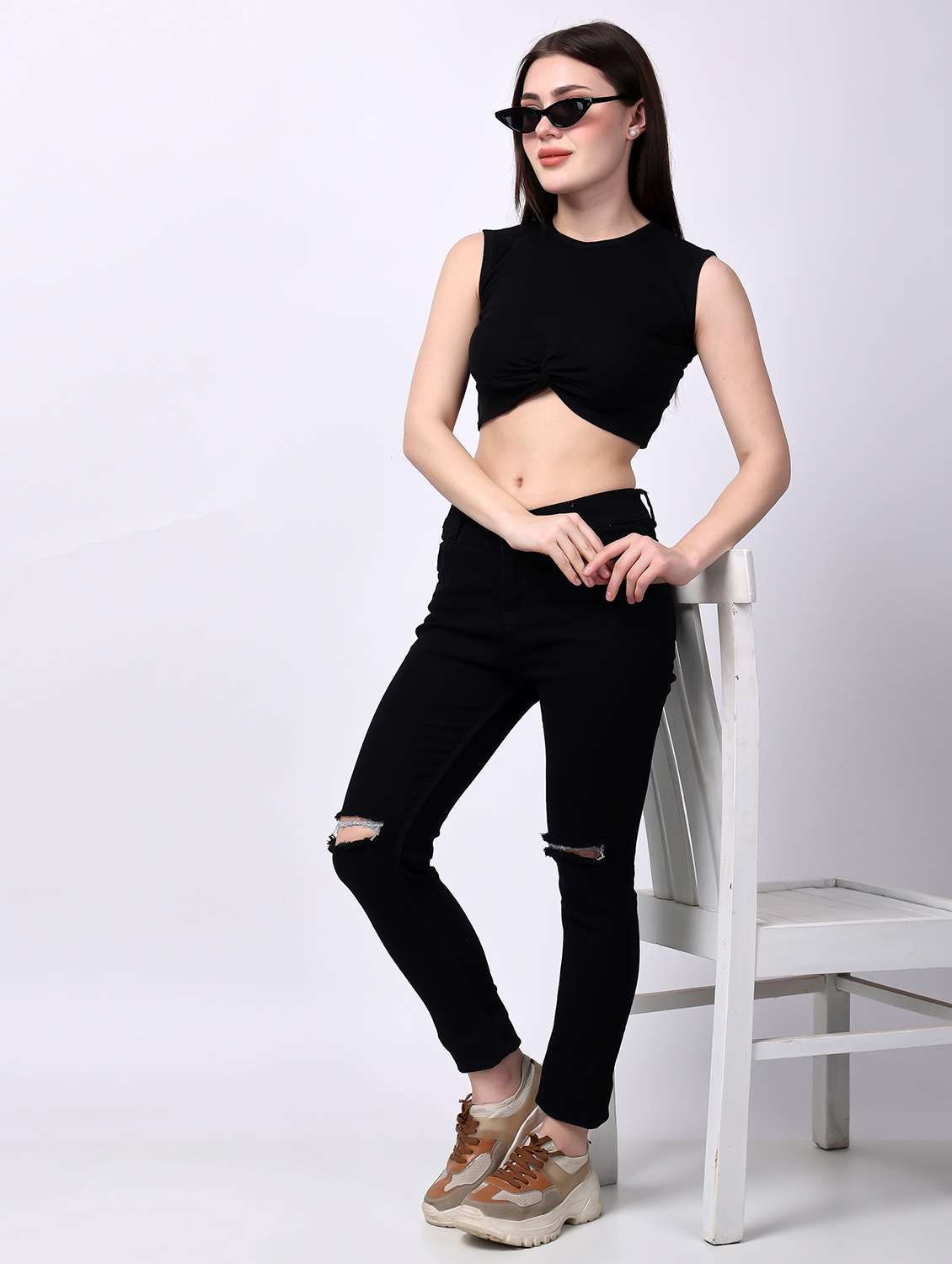women solid sleeveless crop top - 21606832 -  Standard Image - 4