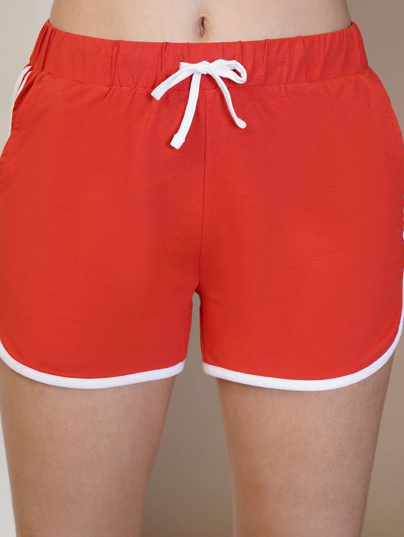 women red solid sports short - 21606845 -  Standard Image - 4