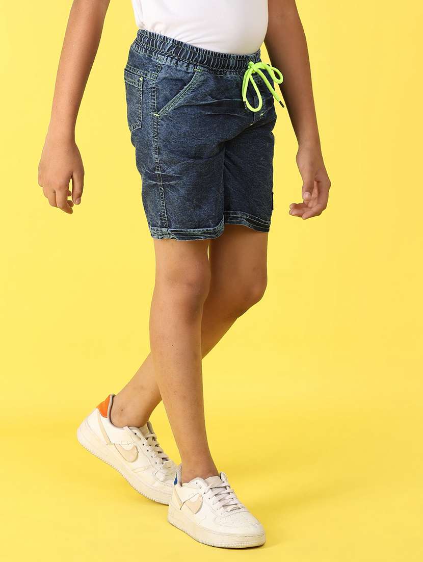 boys solid mid rise shorts with drawstring - 21606965 -  Standard Image - 1