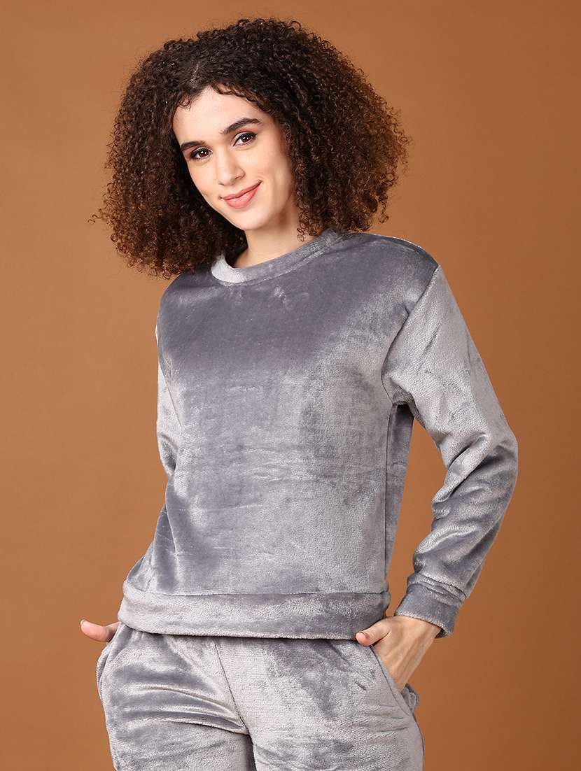 women long sleeves plain sweatshirt - 21606991 -  Standard Image - 1