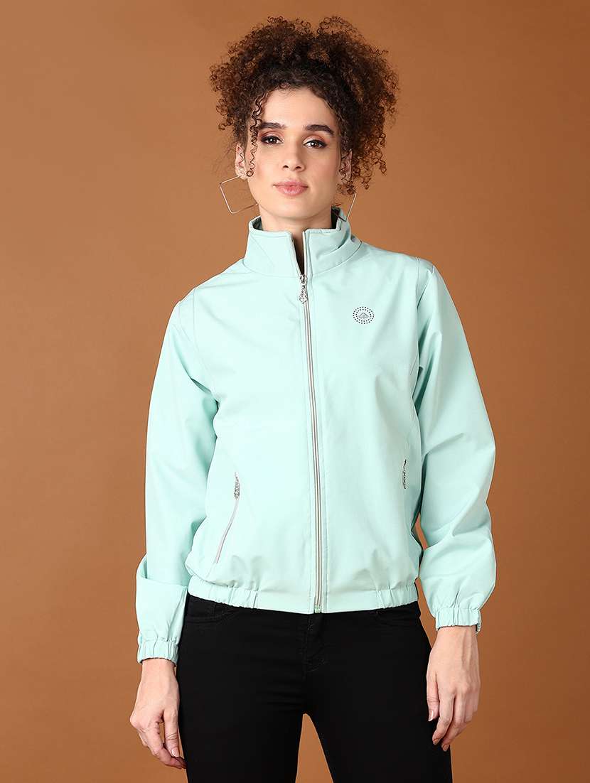women long sleeves solid windcheater jacket