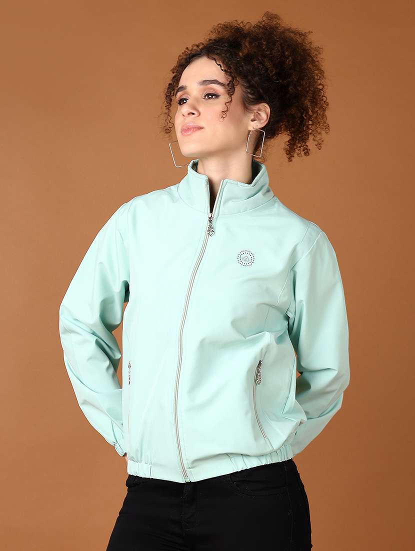 women long sleeves solid windcheater jacket - 21607022 -  Standard Image - 1