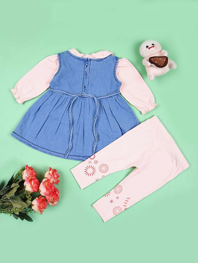 girls embroidered dungarees twin set - 21607039 -  Standard Image - 1