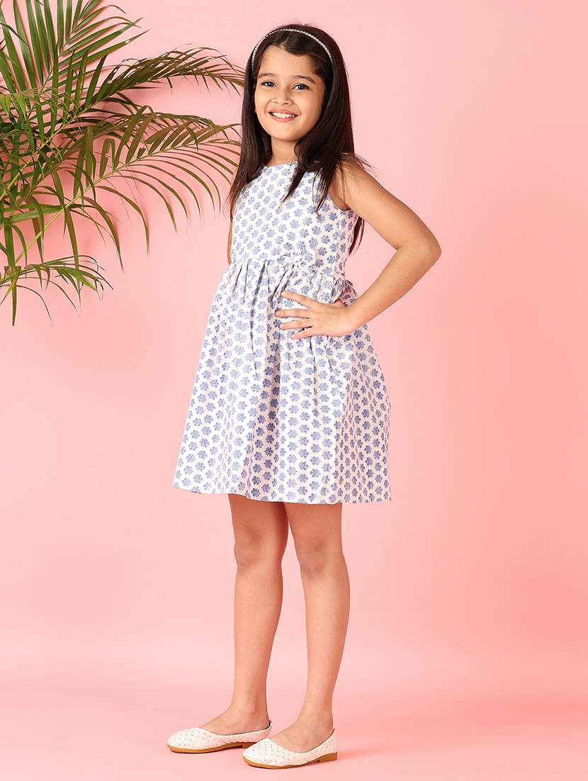 girls printed sleeveless cotton frock - 21607044 -  Standard Image - 1
