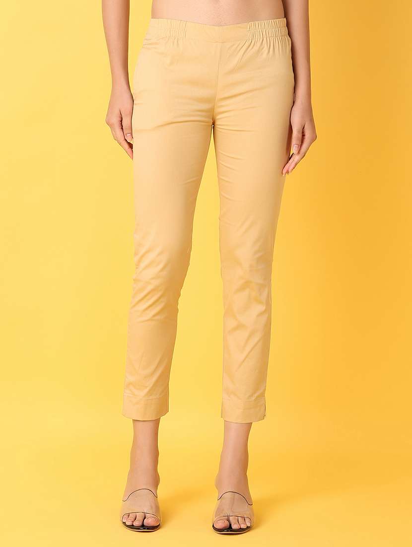 women mid rise solid cigarette pant 