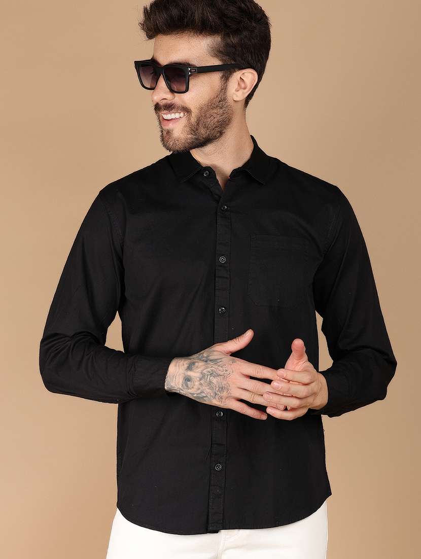 men solid long sleeve regular fit shirt - 21607238 - Zoom Image - 0