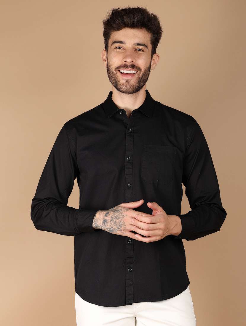 men solid long sleeve regular fit shirt - 21607238 - Standard Image - 1