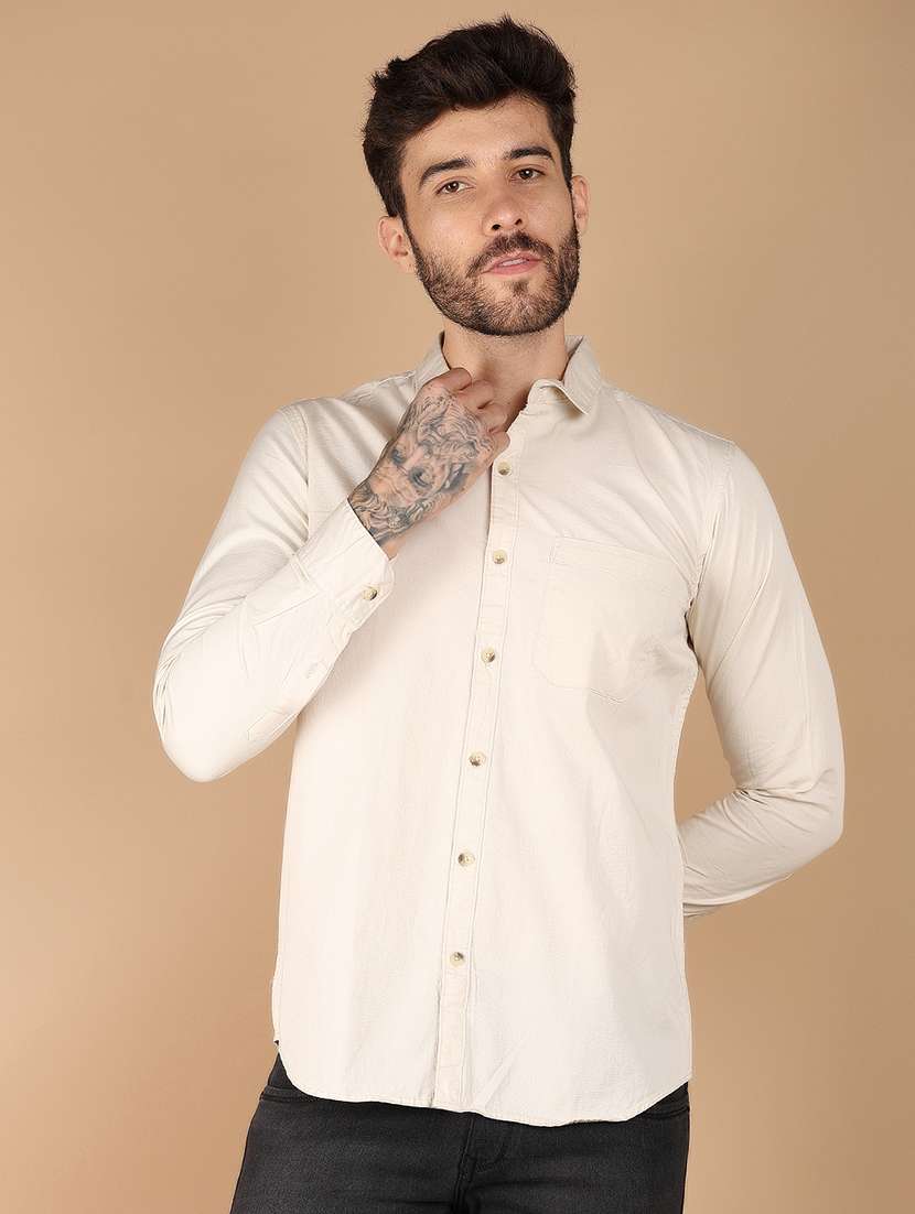men solid long sleeve collared shirt - 21607239 - Standard Image - 1