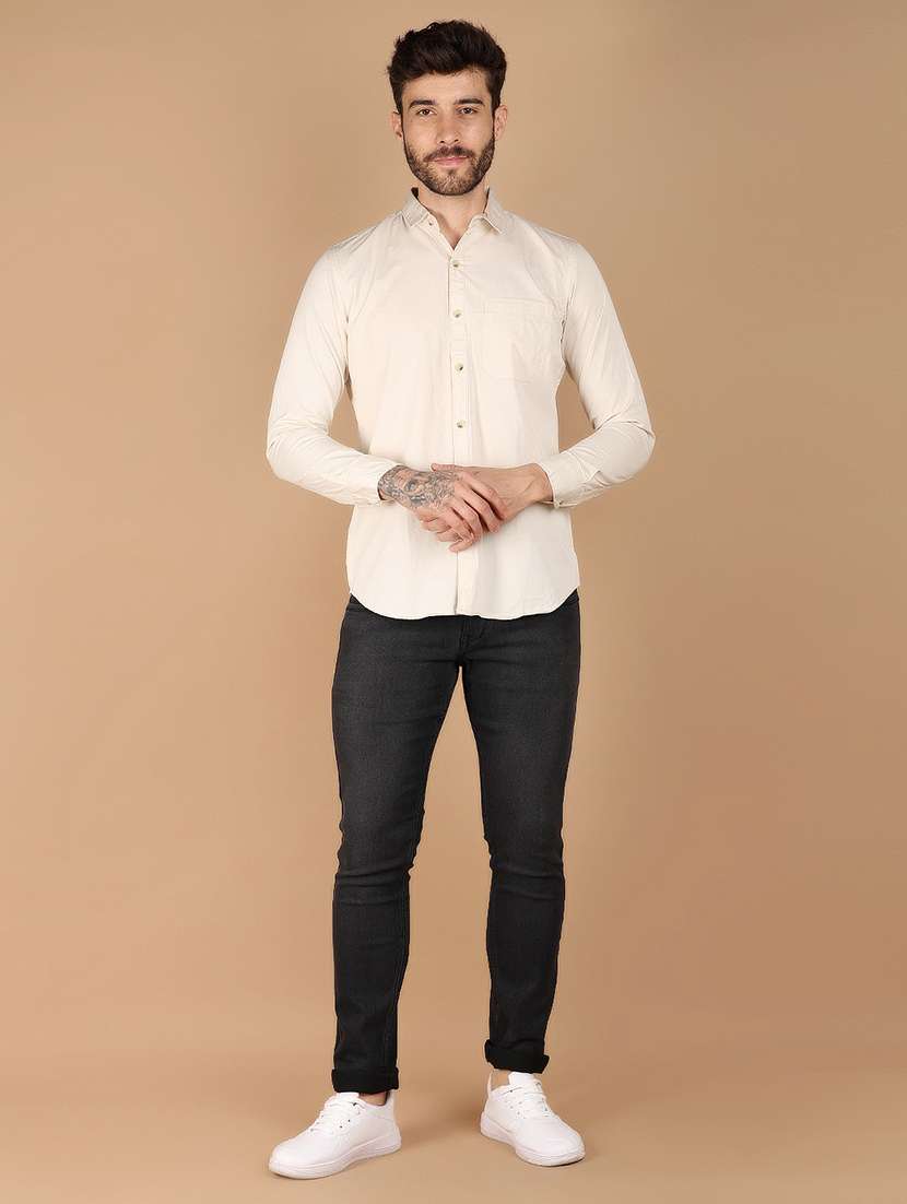 men solid long sleeve collared shirt - 21607239 - Standard Image - 4