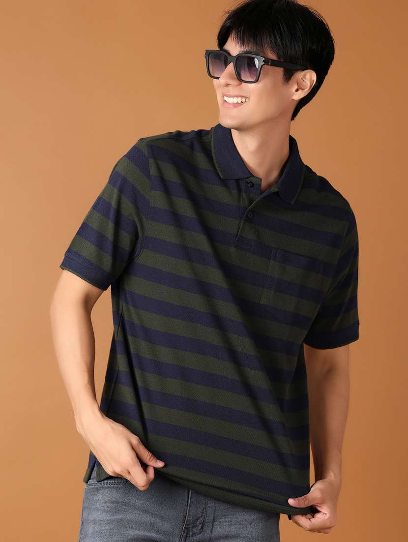 navy blue cotton front print tshirt - 21607324 -  Standard Image - 1