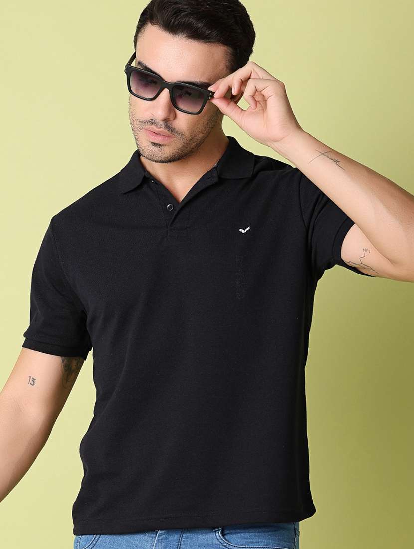 men regular fit plain short sleeve polo t-shirt - 21607333 -  Standard Image - 1