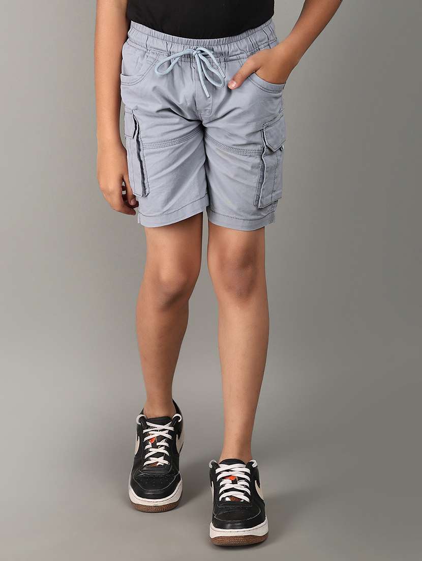 boys solid cotton cargo shorts 