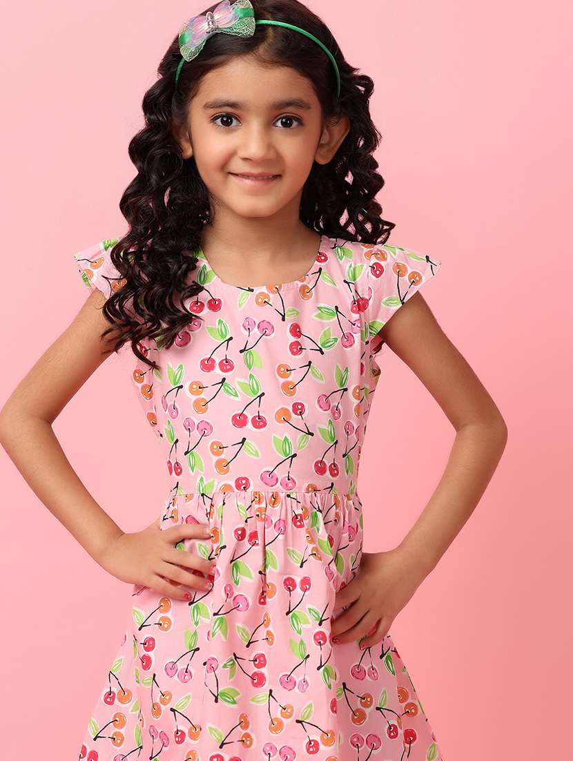 girls printed round neck cotton frock - 21607437 -  Standard Image - 4