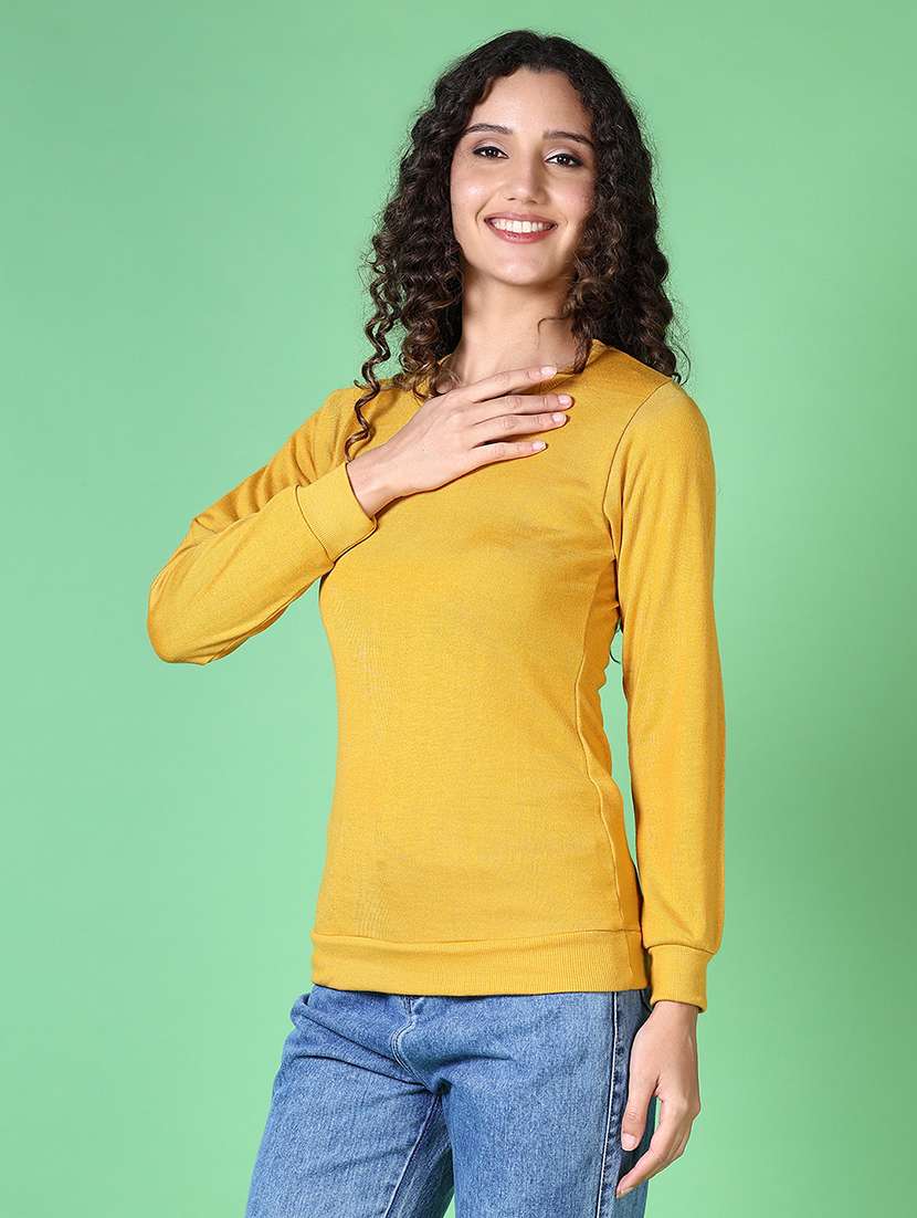 women solid long sleeve pullover - 21607516 -  Standard Image - 1