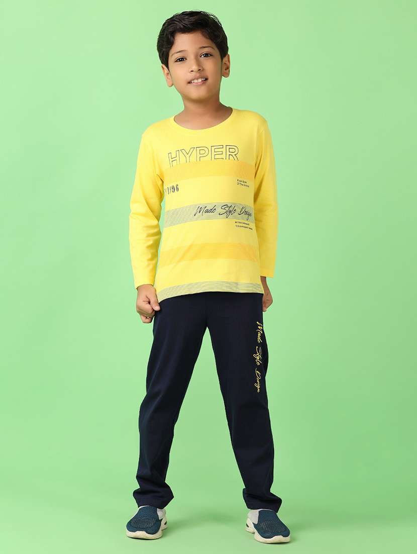 boys typographiy round neck full length sets