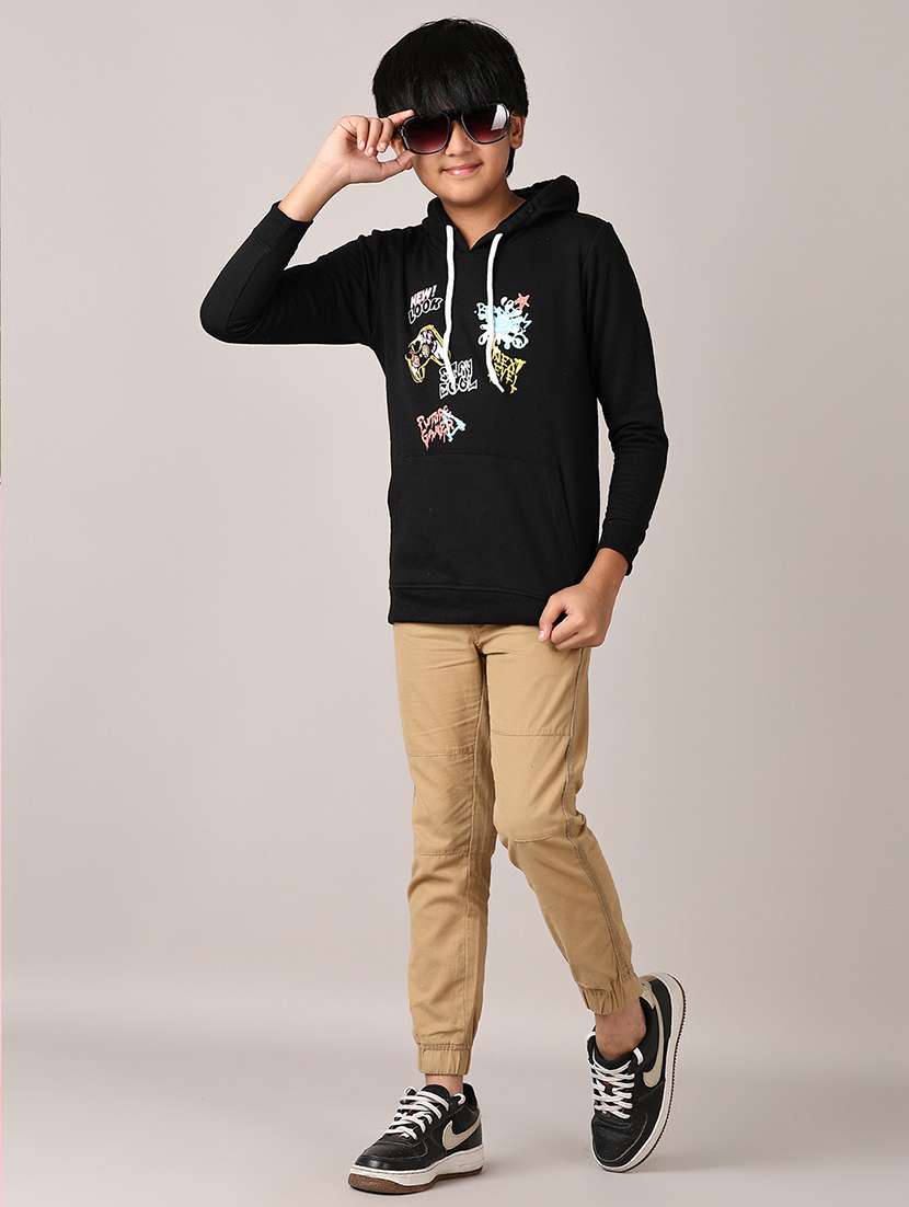 boys front print long sleeve hooded sweatshirt - 21607594 -  Standard Image - 4