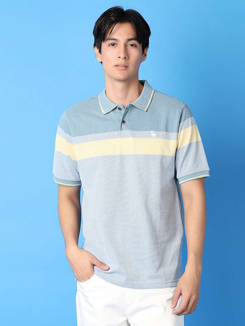 men striped short sleeve polo t-shirt - 21607617 -  Standard Image - 1