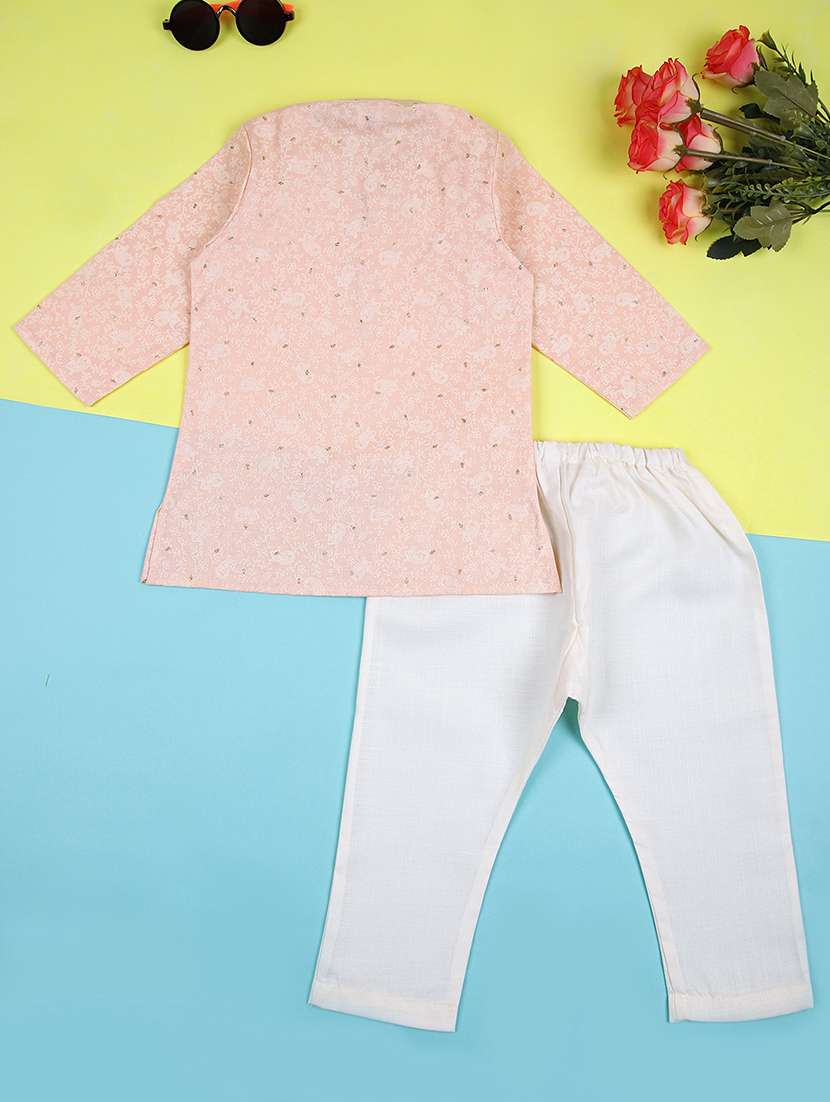 boys mandarin neck printed kurta pyjama set  - 21607677 -  Standard Image - 1