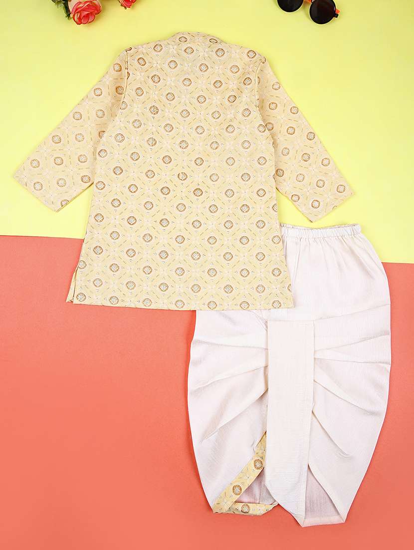 kids mandarin neck printed dhoti kurta set  - 21607681 -  Standard Image - 1