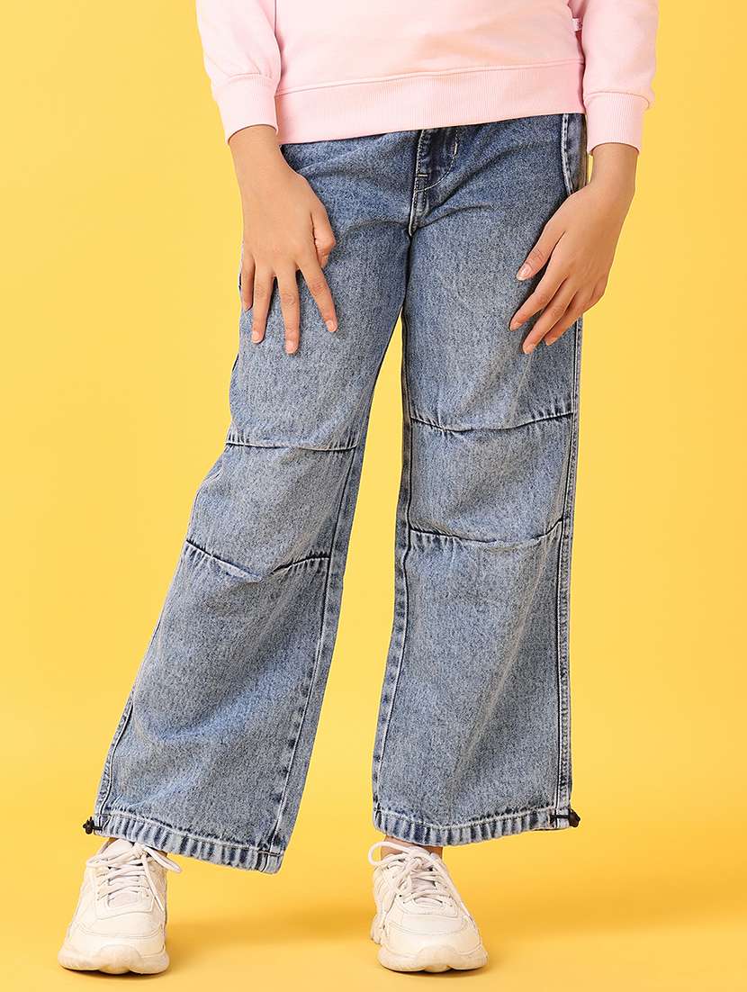 girls plain mid rise denim jeans