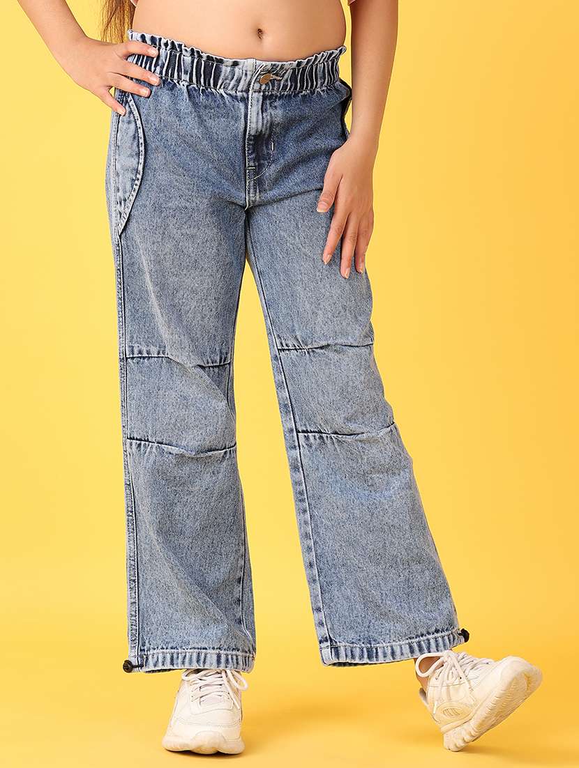 girls plain mid rise denim jeans - 21607683 -  Standard Image - 1