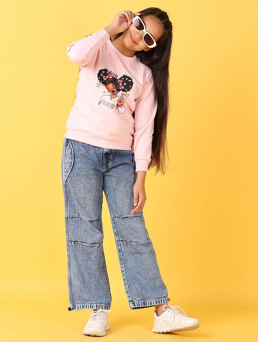 girls plain mid rise denim jeans - 21607683 -  Standard Image - 4