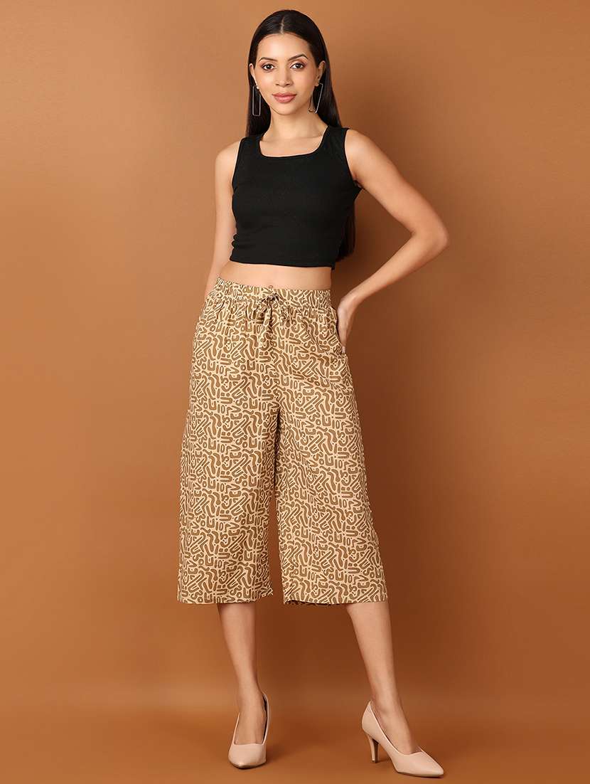 women printed high rise calf length palazzo - 21607689 - Standard Image - 4