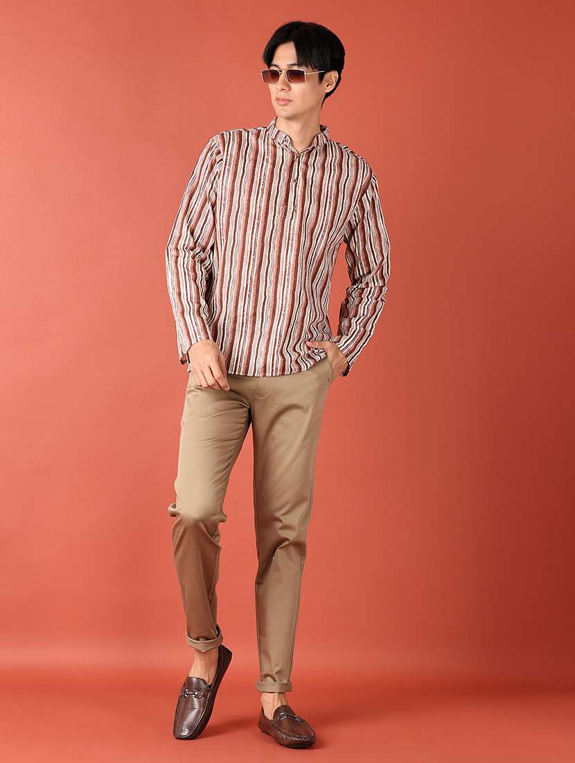 men mandarin neck printed short kurta - 21607692 -  Standard Image - 4