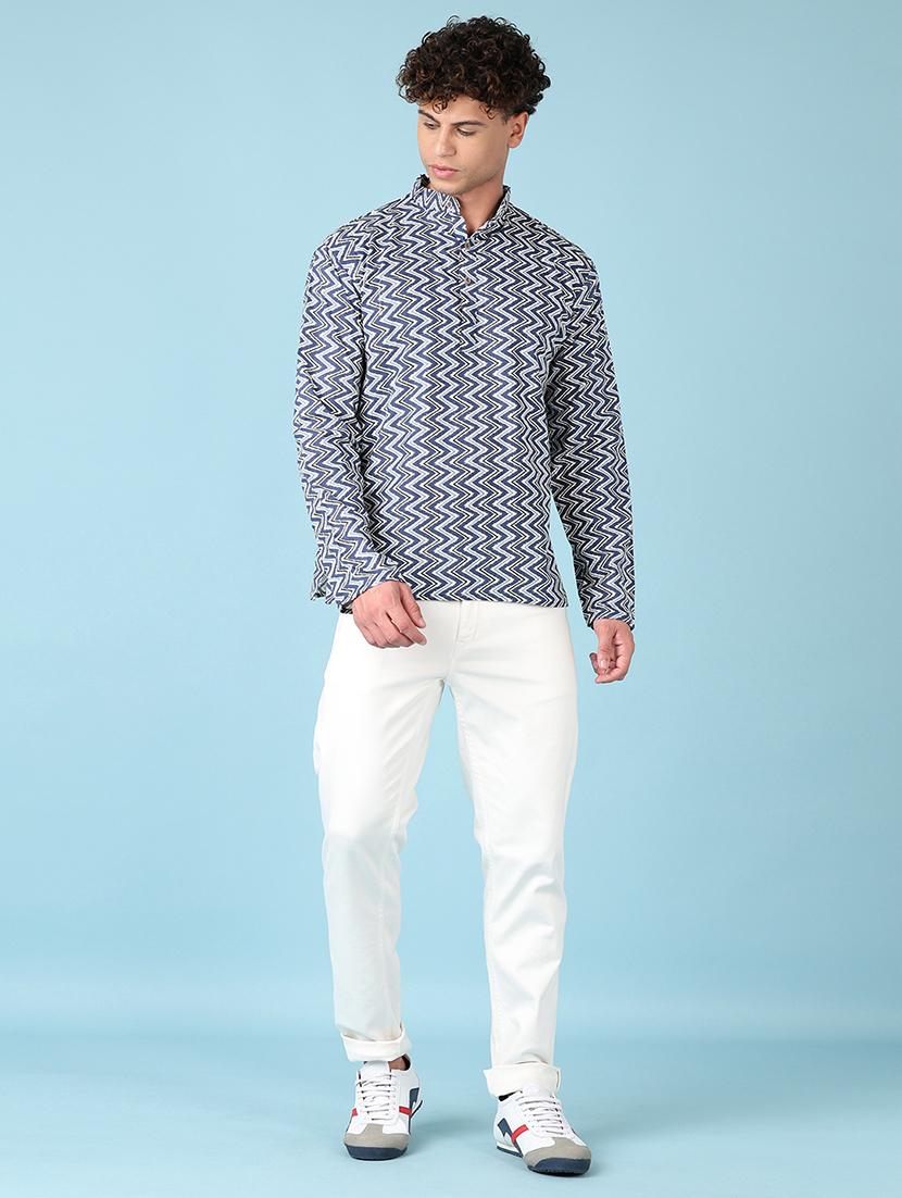 men mandarin neck printed short kurta - 21607693 - Standard Image - 4