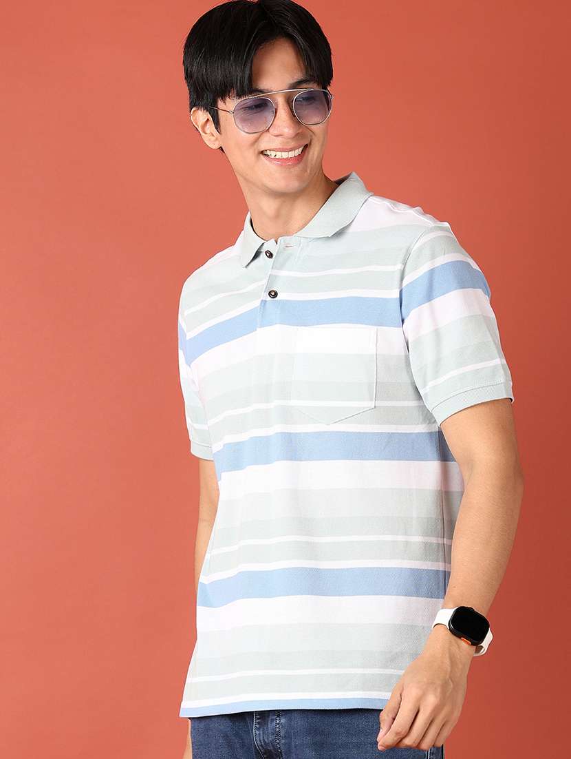 men striped short sleeve polo t-shirt - 21607707 -  Standard Image - 1