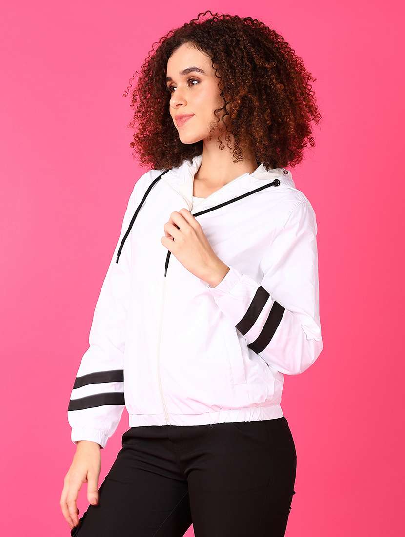 women solid long windcheater jacket - 21607715 -  Standard Image - 1