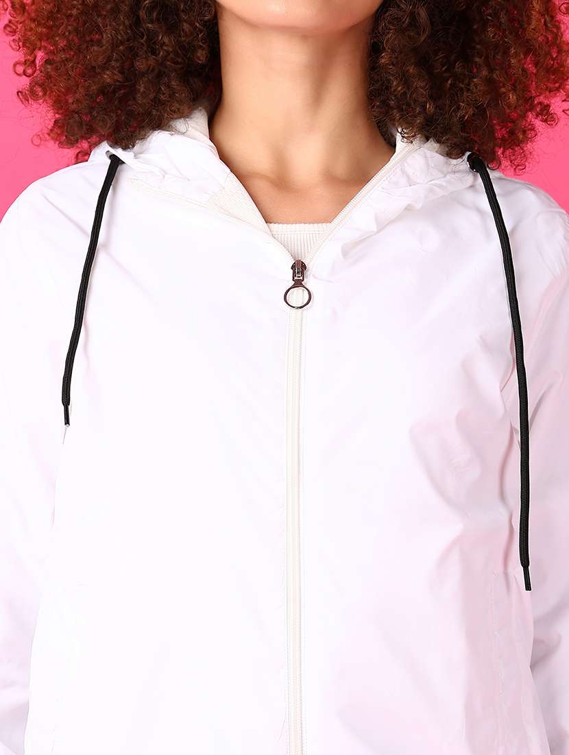 women solid long windcheater jacket - 21607715 -  Standard Image - 4