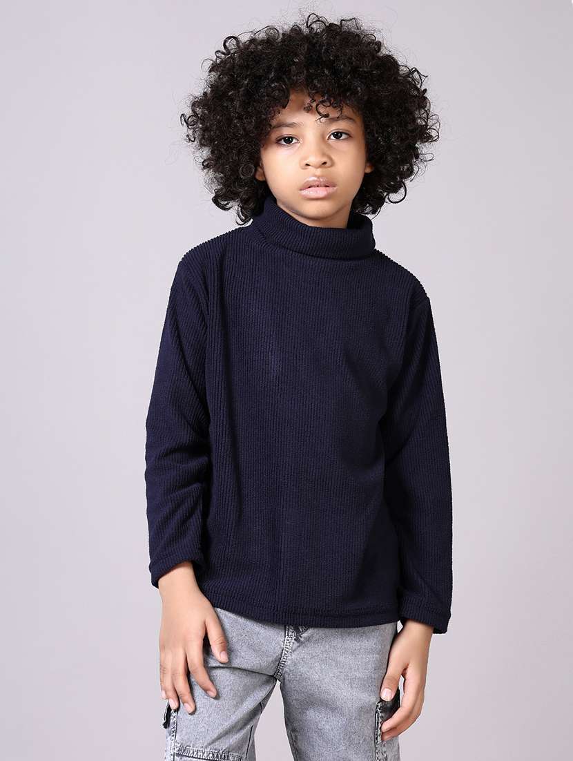boys solid long sleeve pullover sweater
