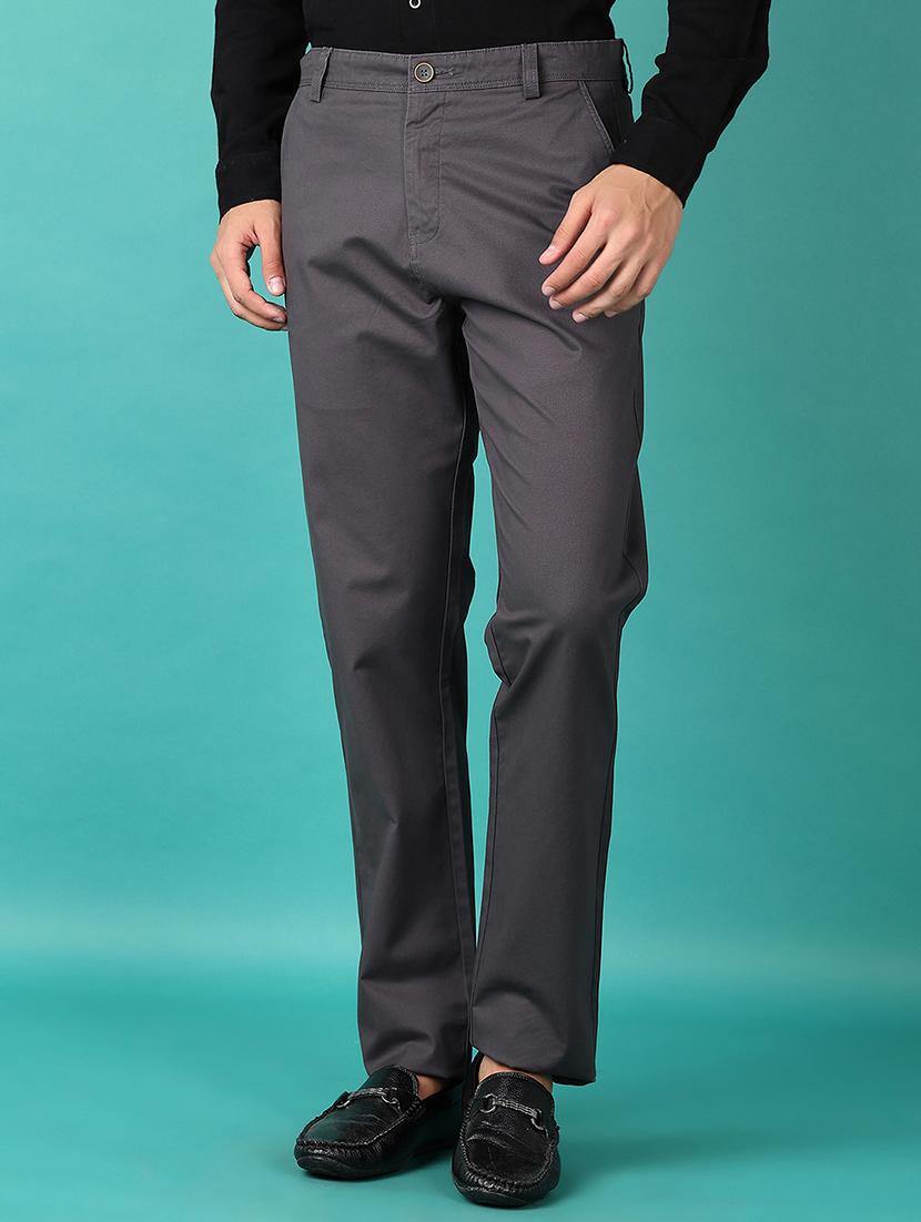 men mid rise solid chinos