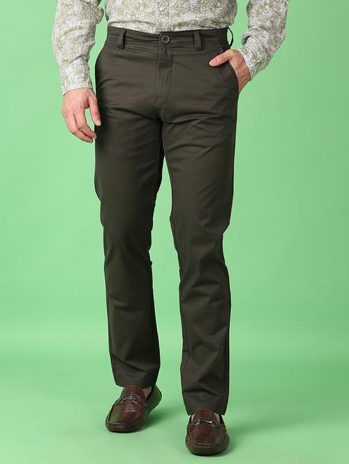 men solid regular fit chinos casual trouser - 21607772 - Standard Image - 0