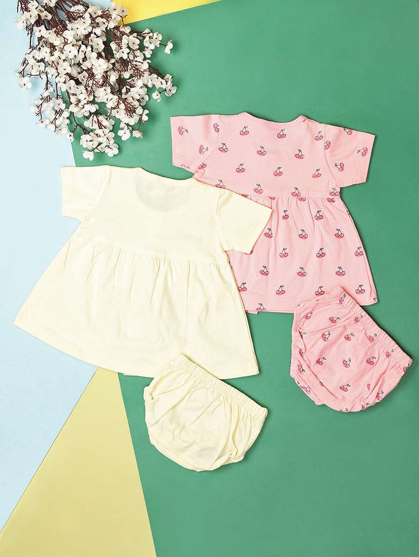 girls pack of 2 printed frock with bloomer set - 21607842 -  Standard Image - 1