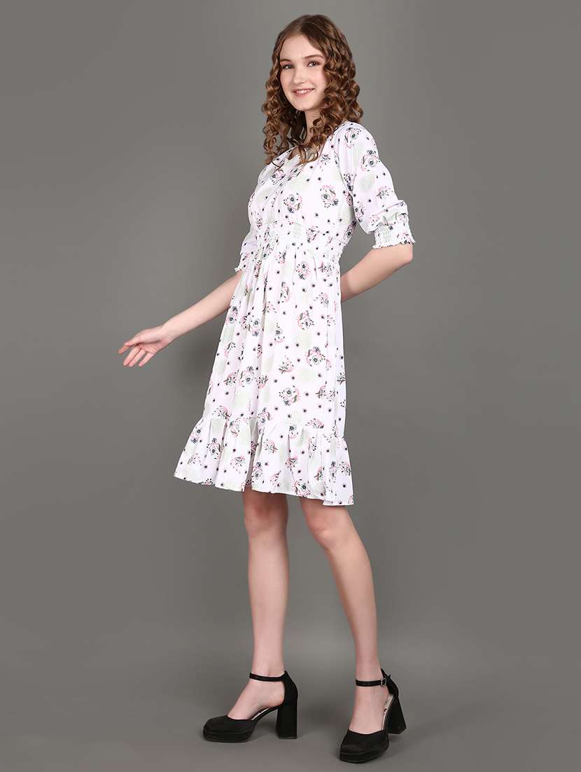 women white floral printed fit & flare dress - 21607847 -  Standard Image - 1