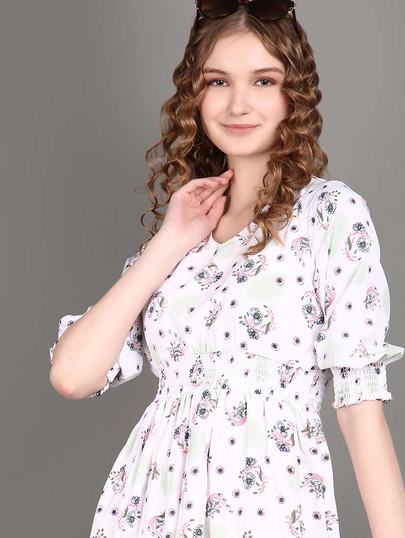 women white floral printed fit & flare dress - 21607847 -  Standard Image - 4