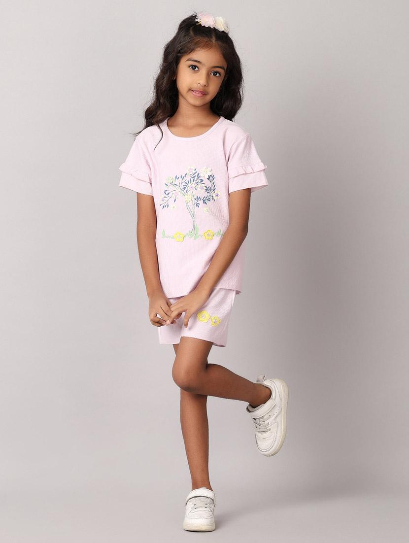 girls floral print shorts twin set - 21607895 - Standard Image - 1